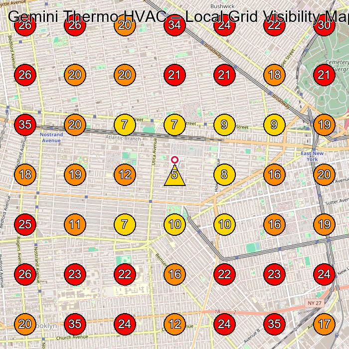 Gemini Thermo HVAC GeoGrid visibility map for Hvac Contractor in Brooklyn